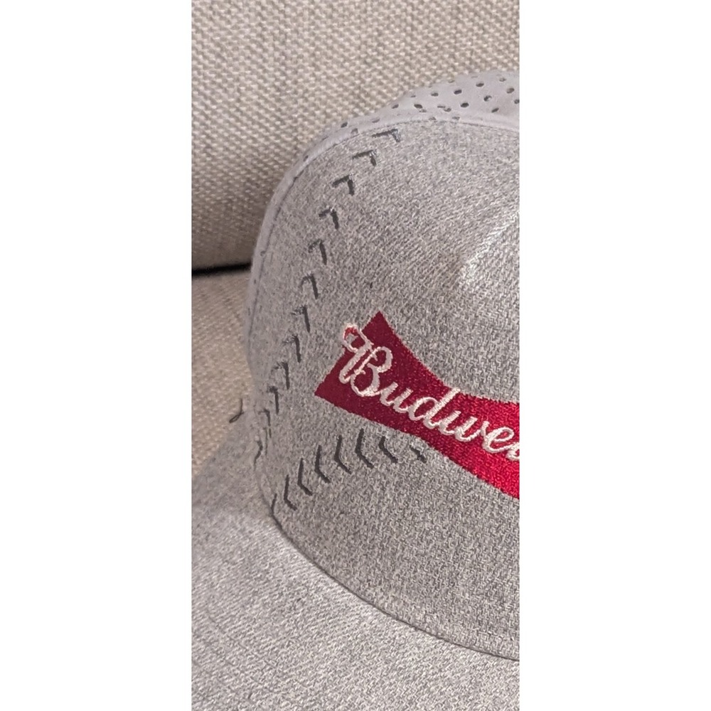 Budweiser Beer Baseball Stitch Snapback Cap Hat - RARE Grey Red Bud Tallgate - Picture 2 of 9